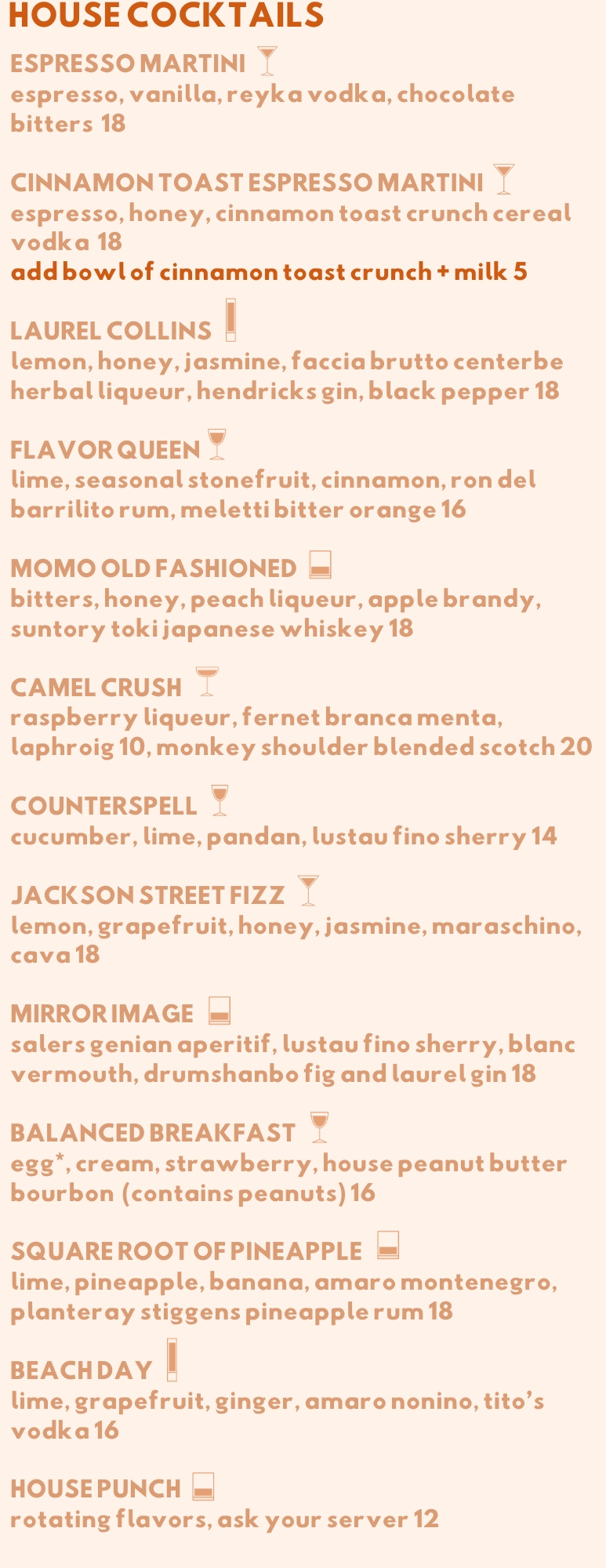 Menu stacked version